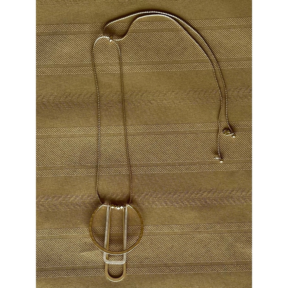 NWT Lucky Brand Two Tone Geometric Pendant Adjustable Necklace Gold Silver - Picture 2 of 8